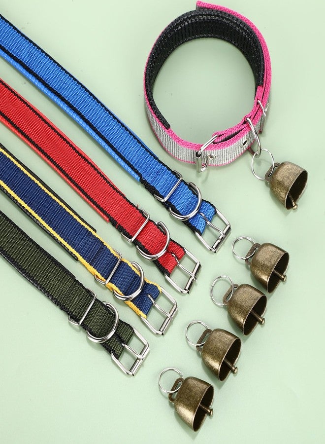 Clysee 5 Sets Adjustable Small Goat Collars with Bells Cow Horse Sheep Copper Bronze Bells Pet Collar Goat Supplies for Farm Animal Accessories - Image 5